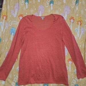 J Jill Pullover Sweater Orange Crewneck Womens Size Medium
